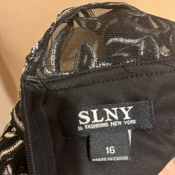 SLNY Fashions 9120251 Midi Soutache Black & Ivory Cocktail Dress, size 16 - Picture 6 of 9